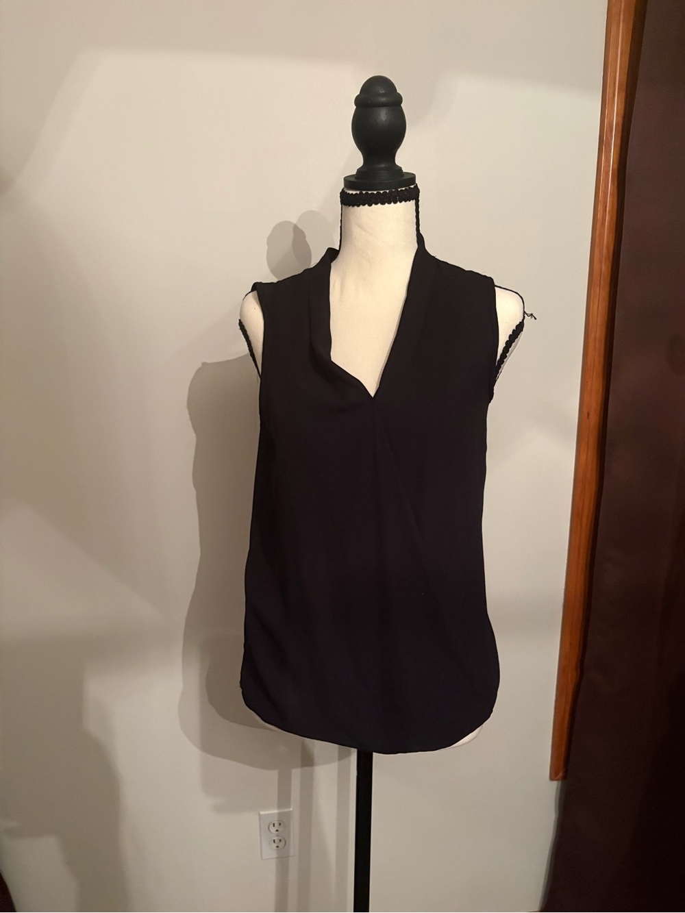 Black Sleeveless V-Neck Draped Camisole